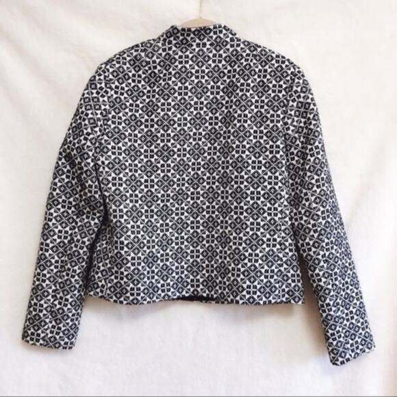 Tory Burch Navy Patterned Textured Jacket - Picture 2 of 8